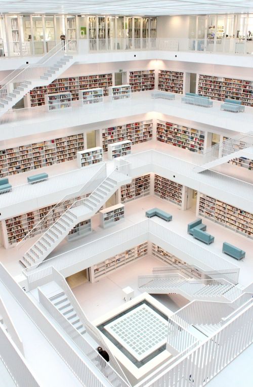 Biblioteka, Architektūra, Štutgartas, Šiuolaikiška, Žinoti, Studijuoti, Mokytis