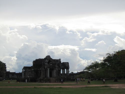 Biblioteka,  Angkor,  Wat,  Kambodža,  Debesys,  Biblioteka Ir Debesys