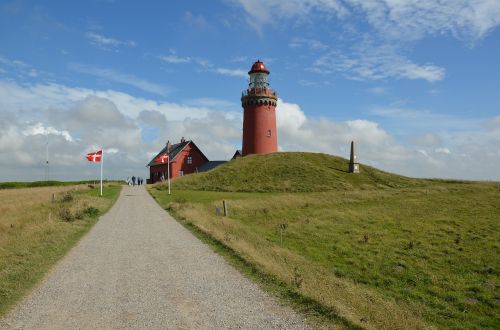 Švyturys, Šiaurės Jūra, Denmark, Dangus, Vasara, Šventė, Debesys, Orientyras, Pastatas