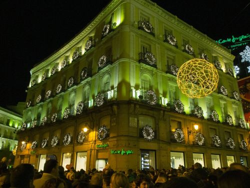 Žibintai, Kalėdos, Fasadas, Madride