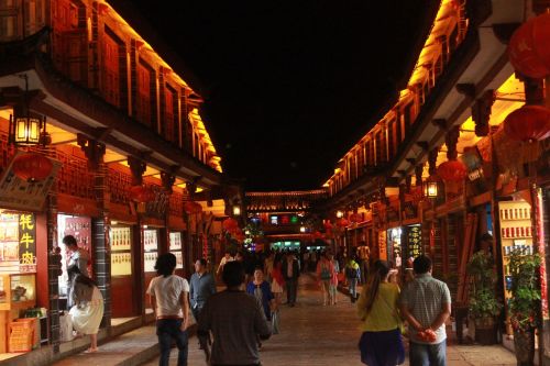 Lijiang, Naktinis Vaizdas, Gatvės Vaizdas
