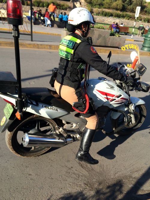 Policija, Lima, Moto Skaityti, Moteris, Dviratis, Į Eksploataciją