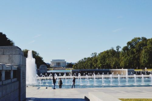 Lincoln Memorialas, Vašingtonas, Pasaulio Karo 2 Memorialas, Fontanas, Miestas