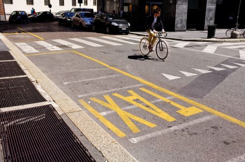 Linija Taksi,  Žymėjimas,  Kelias,  Dviratis,  Milanas,  Italija