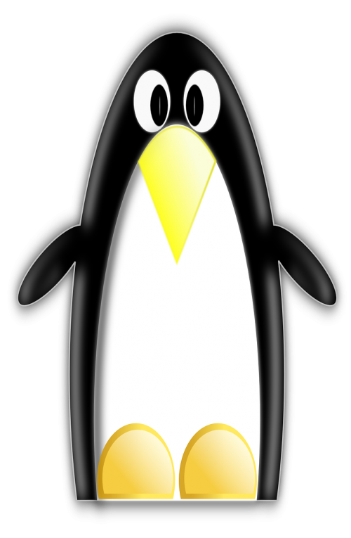 Linux, Pingvinas, Juoda, Geltona, Skaitmeninis, Nemokama Vektorinė Grafika