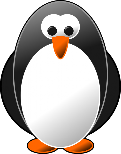 Linux, Pingvinas, Juoda, Geltona, Skaitmeninis, Nemokama Vektorinė Grafika