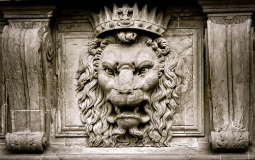 Liūtas, Karalius, Karūna, Akmuo, Akmens Linija, Skulptūra, Florencija, Italy, Liūto Skulptūra
