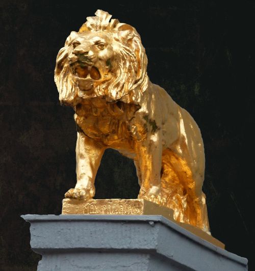 Liūtas, Simbolis, Auksinis, Liūto Statula, Apdaila