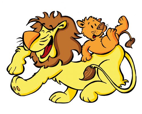 Liūtys, Cub, Tėvas, Laukiniai, Gamta, Žaisti, Laimingas, Šokiai, Animacinis Filmas