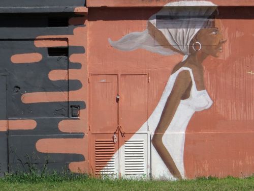 Lisbonas, Alcantara, Grafiti Siena, Moteris, Balta Suknelė, Gatvės Menas