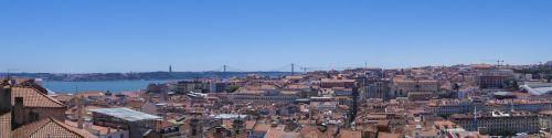 Lisbonas, Panorama, Tiltas, Perspektyva, Portugal, Uostas, Vaizdas, Šventė, Atostogos, Kraštovaizdis, Mėgautis, Vasara, Jūra, Geras Oras