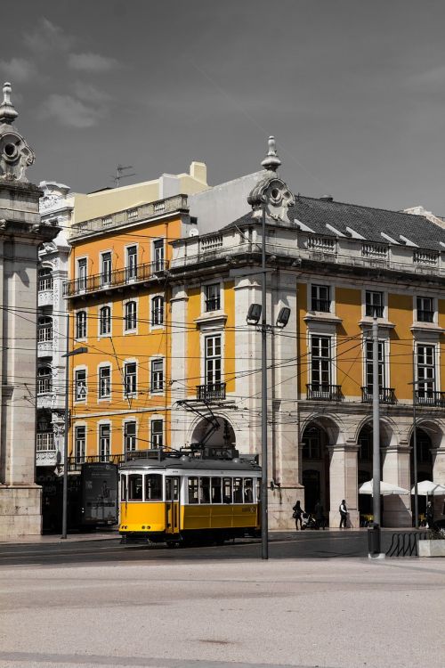 Lisbonas, Miestas, Transportas, Tramvajus, Geltona, Miesto, Architektūra