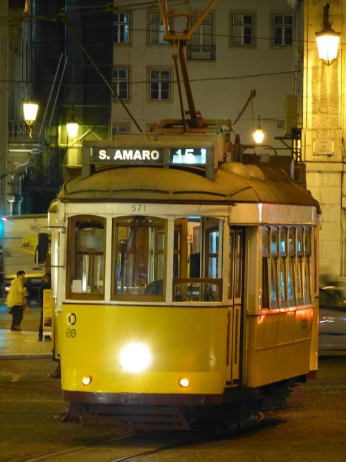 Lisbonas, Tramvajus, Vairuoti, Perveža Naktį, Naktį, Portugal