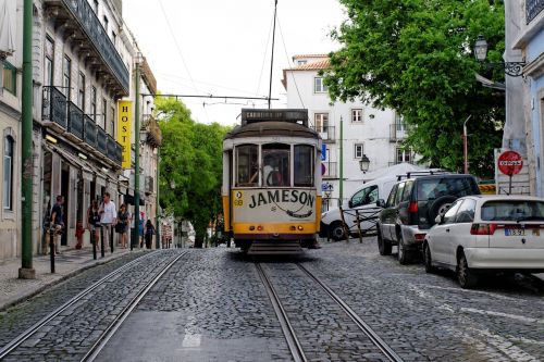 Lisbonas, Portugal, Senamiestis, Tramvajus, Kelias, Gatvė