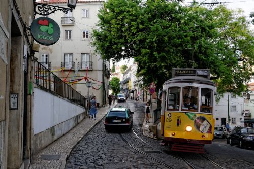 Lisbonas, Portugal, Senamiestis, Tramvajus, Kelias, Gatvė