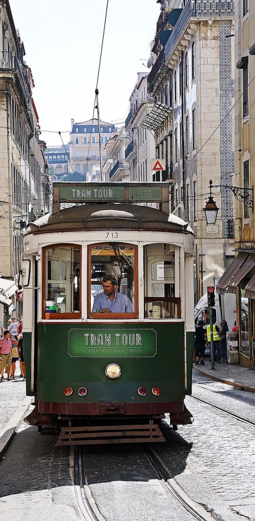 Lisbonas, Tramvajus, Vintage, Gatvė, Gabenimas, Senas, Portugalų, Elektrinis, Tramvajus, Portugal