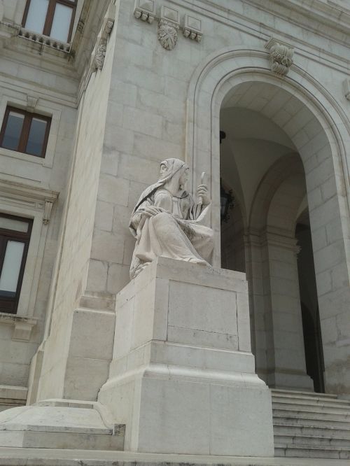 Lisbonas, Teisingumo Rūmai, Statula, Moteris, Bifronte, Veidrodis
