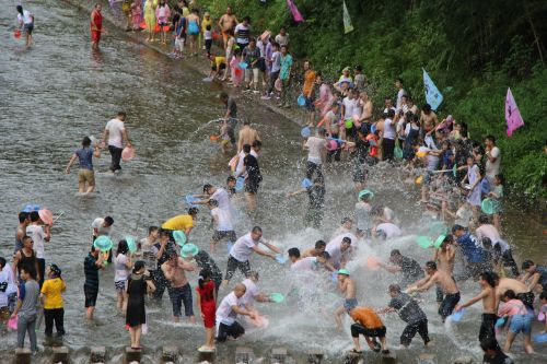 Lishui, Qingyuan, Songkran, Festivalis, Vanduo, Žmonės, Įdomus, Šventės