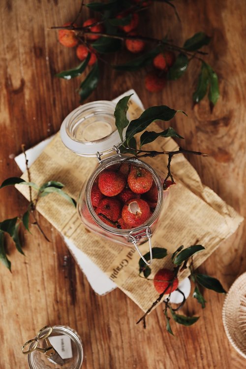 Litchi,  Vaisių,  Stiklainį,  Laikraštis