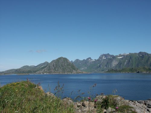 Lofoten, Kalnas, Jūra, Fjordas, Arktinė, Panorama