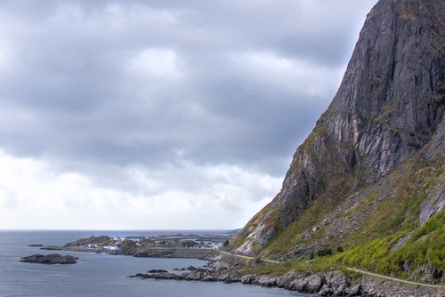 Lofoten,  Norvegija,  Kalnų,  Vien,  Jūra,  Žuvis,  Kaimas,  Mažas