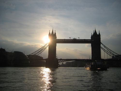 Londonas, Bokšto Tiltas, Temzės Upė, Saulėlydis, Vakaras