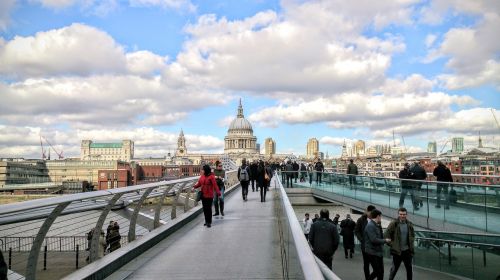 Londonas, Tūkstantmečio Tiltas, Thames, Architektūra, Katedra, St Paul, Britanija