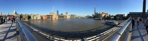 Londonas, Panoraminis, Thames, St Pauls, Katedra, Anglija, Uk, Britanija, Orientyras, Tiltas