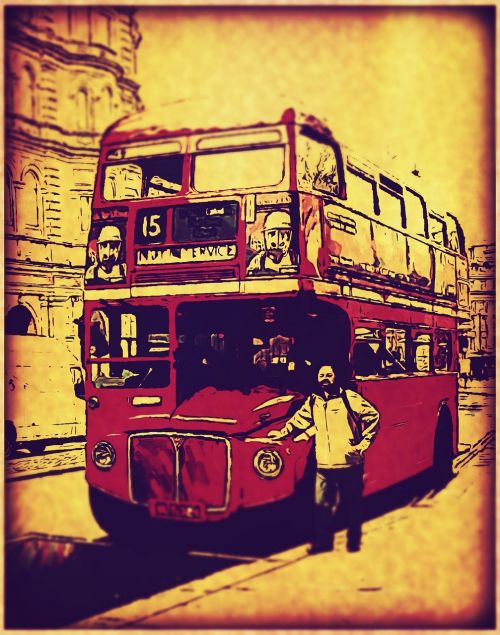 Londonas, Autobusas, Vintage, Anglija, Uk, Britanija, Britanija, Pašto Kortele
