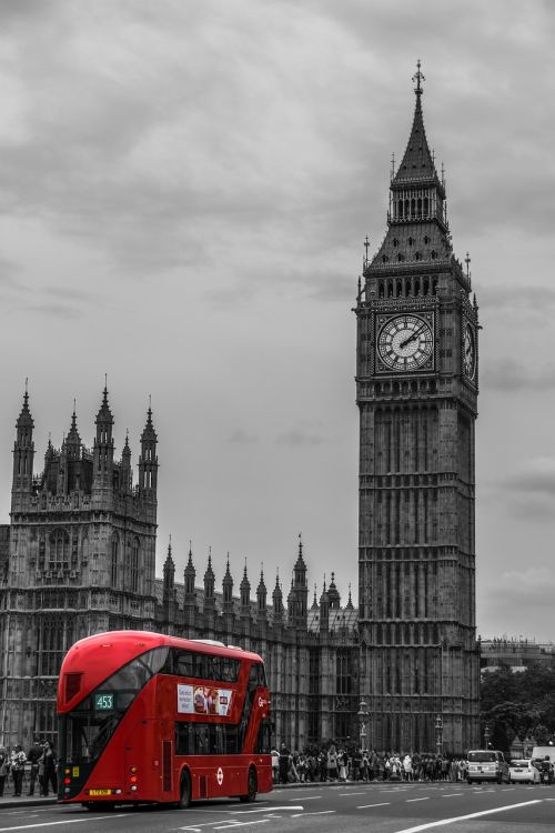 Londonas, Autobusas, Dviaukštis Autobusas, Gatvės Scenos, Eismas, Anglija, Jungtinė Karalystė, Raudona, Didysis Benas, Laikrodis, Turizmas, Dviaukštis, Kelias