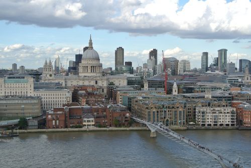 Londonas, Miestas, Švento Pauliaus Katedra, Thames, Tiltas, Panorama