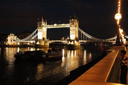 Londonas, Krantinė, Bokšto Tiltas, Naktis, Ilga Ekspozicija, Spacer