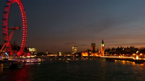 Londonas, Londono Akis, Naktis, Thames, Upės Pėsčiomis, Parlamento Rūmai, Ruduo, Vakaras