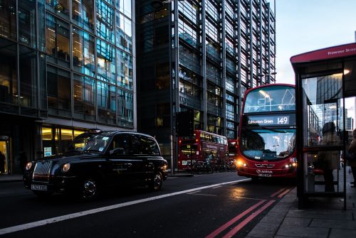Londonas, Autobusai, Naktinis Vaizdas