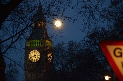 Londonas, Mėnulis, Didysis Benas, Naktis, Anglija, Laikrodis, Šviesa, Didžioji Britanija, Jungtinė Karalystė