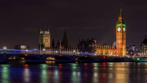 Londono Tiltas, Naktis, Laikrodis, Thames, Anglija, Uk, Orientyras, Britanija, Bokštas, Atspindys, Žinomas, Didysis Benas