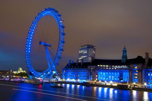 Londono Akis, Londonas, Ferris Ratas, Jungtinė Karalystė, Anglija, Lankytinos Vietos, Naktis