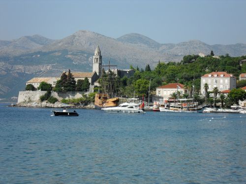Lopud, Kroatija, Adrijos Jūra, Bažnyčia, Uostas, Laivas