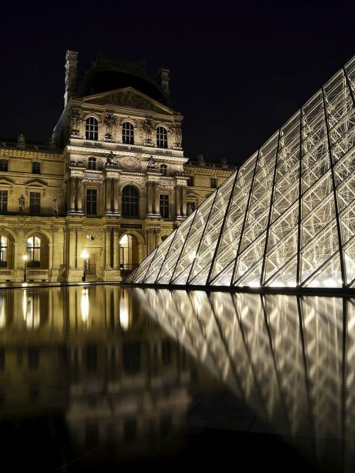 Lova, Paris, Piramidė, Architektūra, Naktinis Kulka, Atspindys, Orientyras