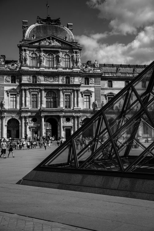 Lova, Muziejus, Paris, Piramidė, France, Turizmas, Pastatas, Architektūra, Juoda Ir Balta