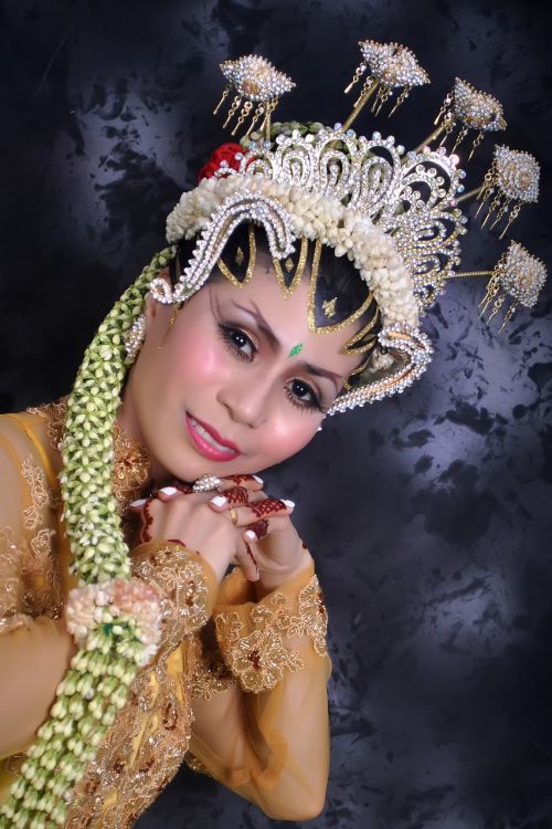 Moteris, Nuotaka, Tradicinis, Drabužiai, Vestuvės, Aksesuarai, Laimė, Veidas, Makiažas, Javanese, Indonezija