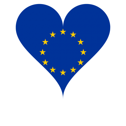 Meilė, Širdis, Vėliava, Europa, Eu, Europos Sąjunga, Europos Sąjungos Vėliava, Žvaigždė, Mėlynas, Geltona, Nemokama Vektorinė Grafika