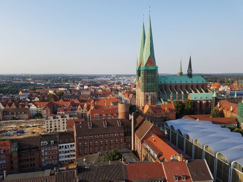 Lübeck, Miesto Vaizdas, Bokštas, Šv. Marijos Bažnyčia, Vaizdas, Garbinimo Namai, Miesto Centras, Paukščio Skrydžio Vaizdas, Miestas, Apžvalga, Iš Viršaus