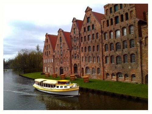 Lübeck, Vokietija, Laivas, Upė, Senas, Pastatas