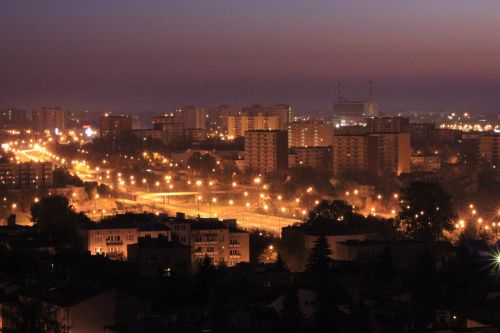 Lublin, Panorama, Miestas, Miestas Naktį, Lubelskie, Lenkija