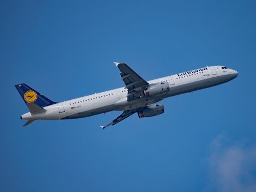 Lufthansa, Orlaivis, Vokietija, Oro Uostas, Rhine-Main, Pradėti, Kilti, Skristi, Airbus, A321