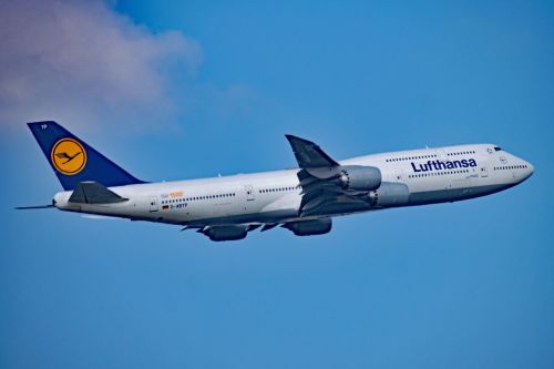 Lufthansa, Orlaivis, Vokietija, Oro Uostas, Rhine-Main, Pradėti, Kilti, Skristi, Boeing, 747
