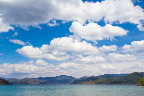 Lugu Ežeras, Lijiang, Mėlynas Dangus, Kraštovaizdis