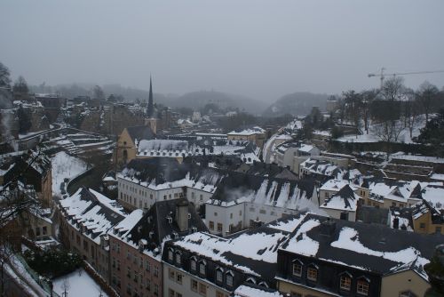 Liuksemburgas Sniege, Liuksemburgo Žiema, Europa, Kapitalas, Liuksemburgas, Miesto Panorama, Orientyras