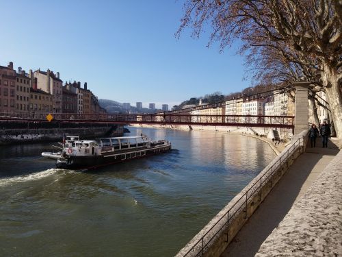 Lyon, France, Wharf Saônes, Peniche